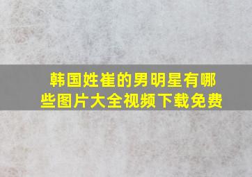 韩国姓崔的男明星有哪些图片大全视频下载免费