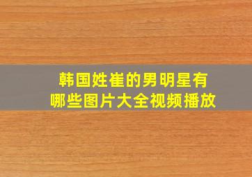 韩国姓崔的男明星有哪些图片大全视频播放