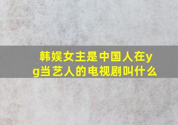 韩娱女主是中国人在yg当艺人的电视剧叫什么