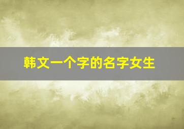 韩文一个字的名字女生