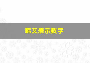 韩文表示数字