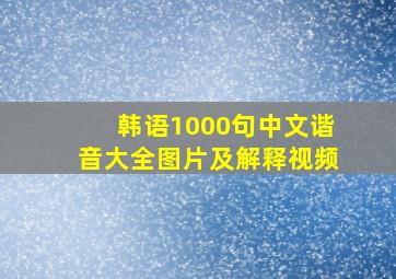 韩语1000句中文谐音大全图片及解释视频