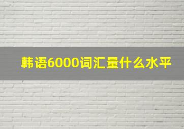 韩语6000词汇量什么水平