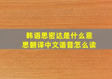 韩语思密达是什么意思翻译中文谐音怎么读