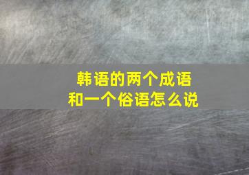 韩语的两个成语和一个俗语怎么说