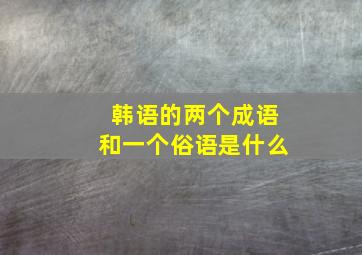 韩语的两个成语和一个俗语是什么