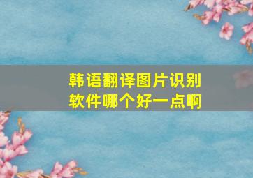 韩语翻译图片识别软件哪个好一点啊