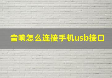 音响怎么连接手机usb接口