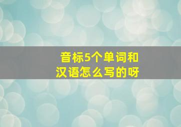 音标5个单词和汉语怎么写的呀