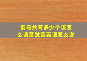 韵母共有多少个该怎么读音发音英语怎么说