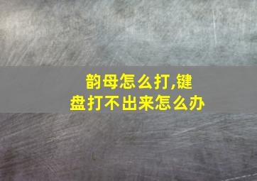 韵母怎么打,键盘打不出来怎么办