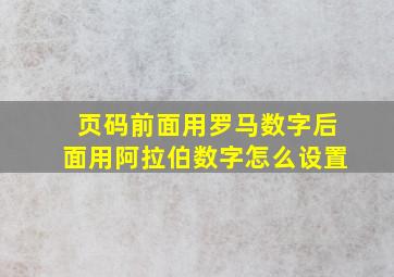 页码前面用罗马数字后面用阿拉伯数字怎么设置