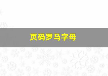 页码罗马字母