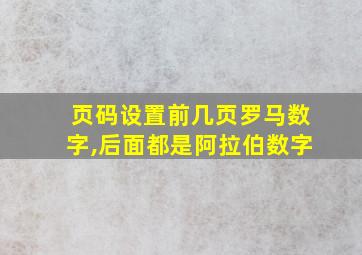 页码设置前几页罗马数字,后面都是阿拉伯数字