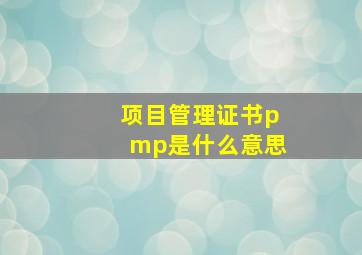 项目管理证书pmp是什么意思