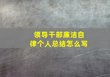 领导干部廉洁自律个人总结怎么写