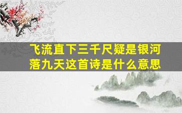 飞流直下三千尺疑是银河落九天这首诗是什么意思