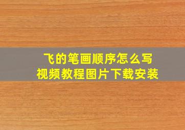 飞的笔画顺序怎么写视频教程图片下载安装