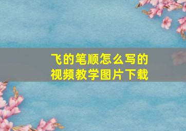 飞的笔顺怎么写的视频教学图片下载