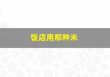 饭店用那种米