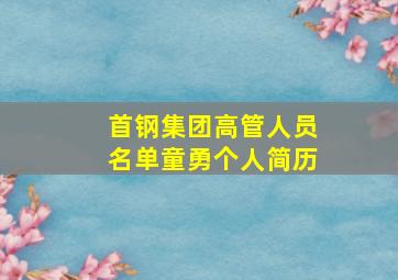 首钢集团高管人员名单童勇个人简历