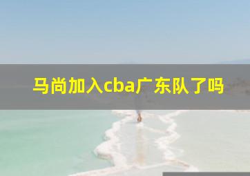 马尚加入cba广东队了吗