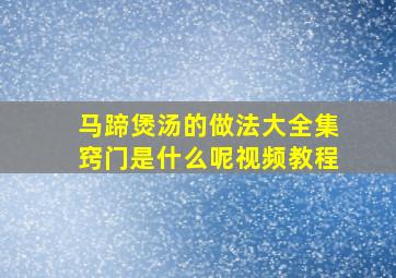 马蹄煲汤的做法大全集窍门是什么呢视频教程