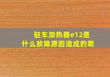 驻车加热器e12是什么故障原因造成的呢