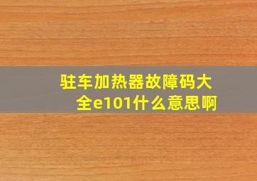 驻车加热器故障码大全e101什么意思啊