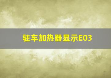 驻车加热器显示E03