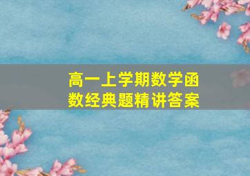 高一上学期数学函数经典题精讲答案