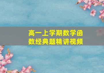 高一上学期数学函数经典题精讲视频