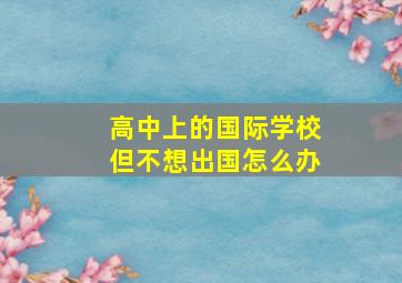 高中上的国际学校但不想出国怎么办