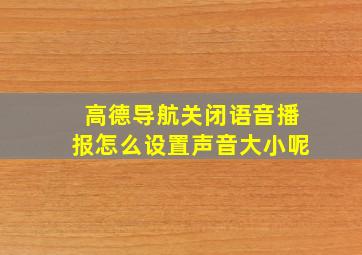 高德导航关闭语音播报怎么设置声音大小呢