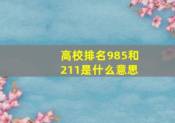 高校排名985和211是什么意思