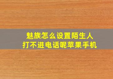 魅族怎么设置陌生人打不进电话呢苹果手机