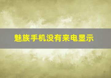 魅族手机没有来电显示