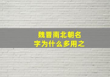 魏晋南北朝名字为什么多用之