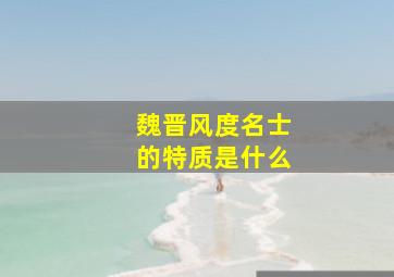 魏晋风度名士的特质是什么