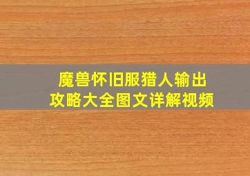 魔兽怀旧服猎人输出攻略大全图文详解视频