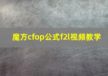 魔方cfop公式f2l视频教学