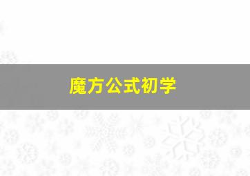 魔方公式初学