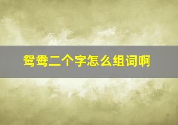 鸳鸯二个字怎么组词啊