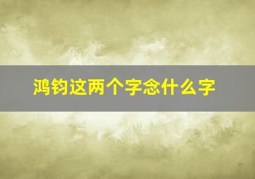 鸿钧这两个字念什么字