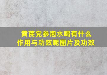 黄芪党参泡水喝有什么作用与功效呢图片及功效