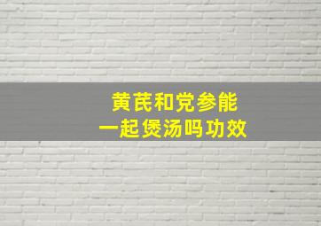 黄芪和党参能一起煲汤吗功效