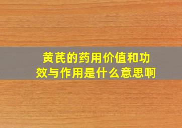 黄芪的药用价值和功效与作用是什么意思啊