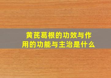 黄芪葛根的功效与作用的功能与主治是什么