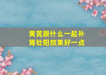 黄芪跟什么一起补肾壮阳效果好一点