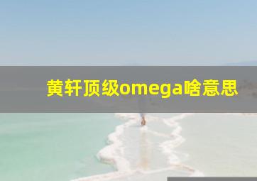 黄轩顶级omega啥意思